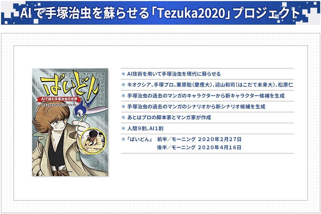 AIで手塚治虫を蘇らせる「Tezuka2020」プロジェクト