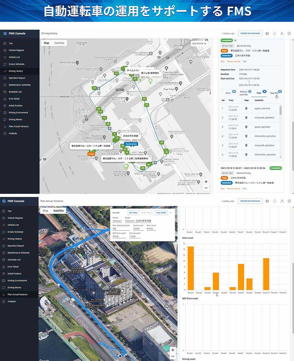 自動運転車の運用をサポートするFMS
