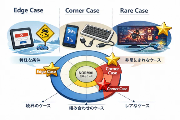 図表4:エッジケースとコーナーケース、レアケースとの違い